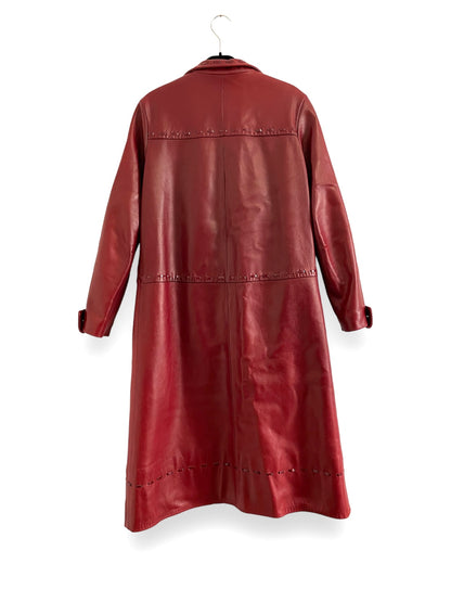 Manteau Louis Vuitton taille 40 en cuir bordeaux.