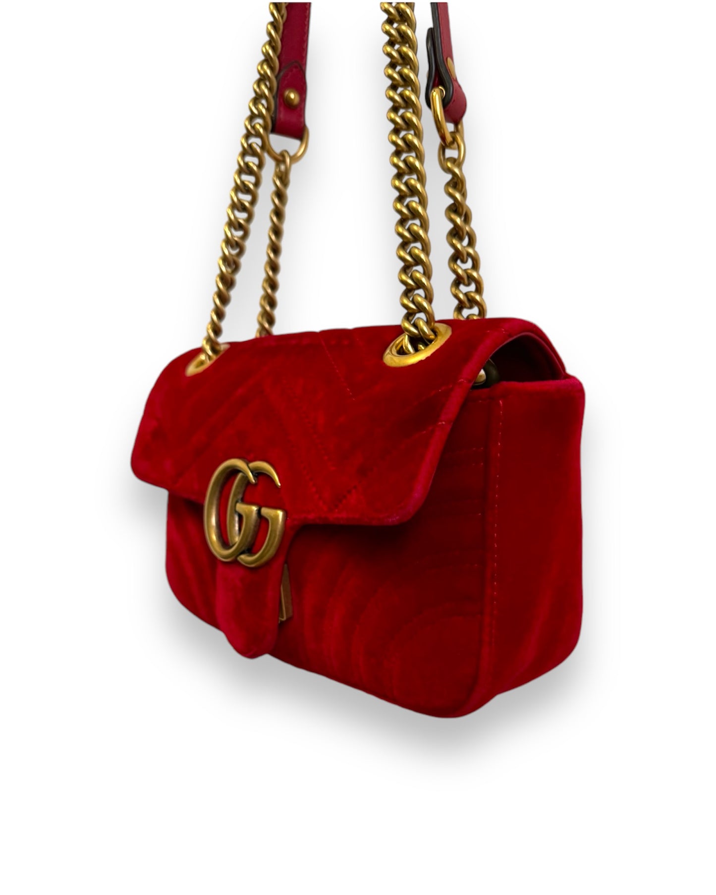 Sac Gucci GG Marmont en velours rouge