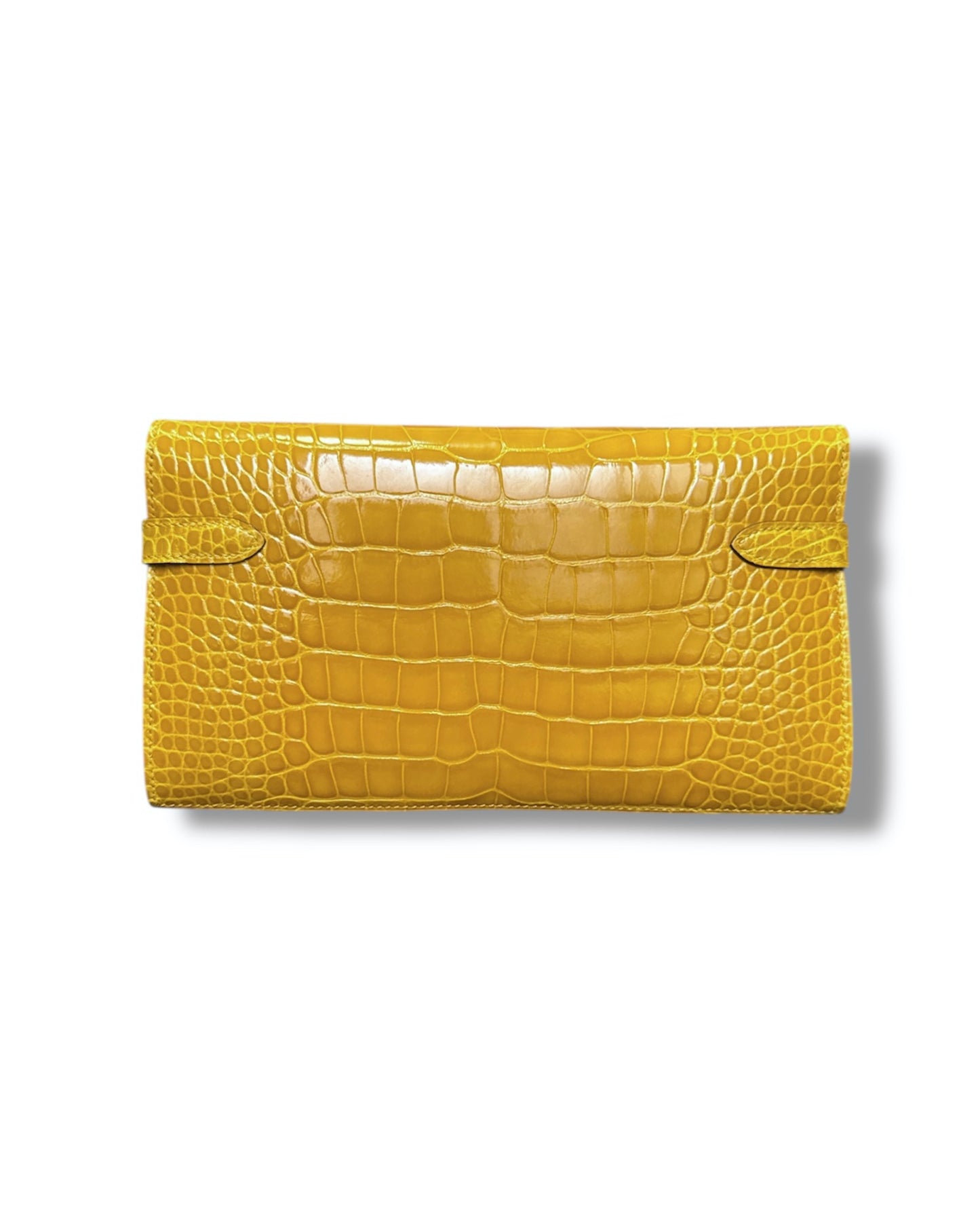 Portefeuille Hermès Kelly alligator jaune