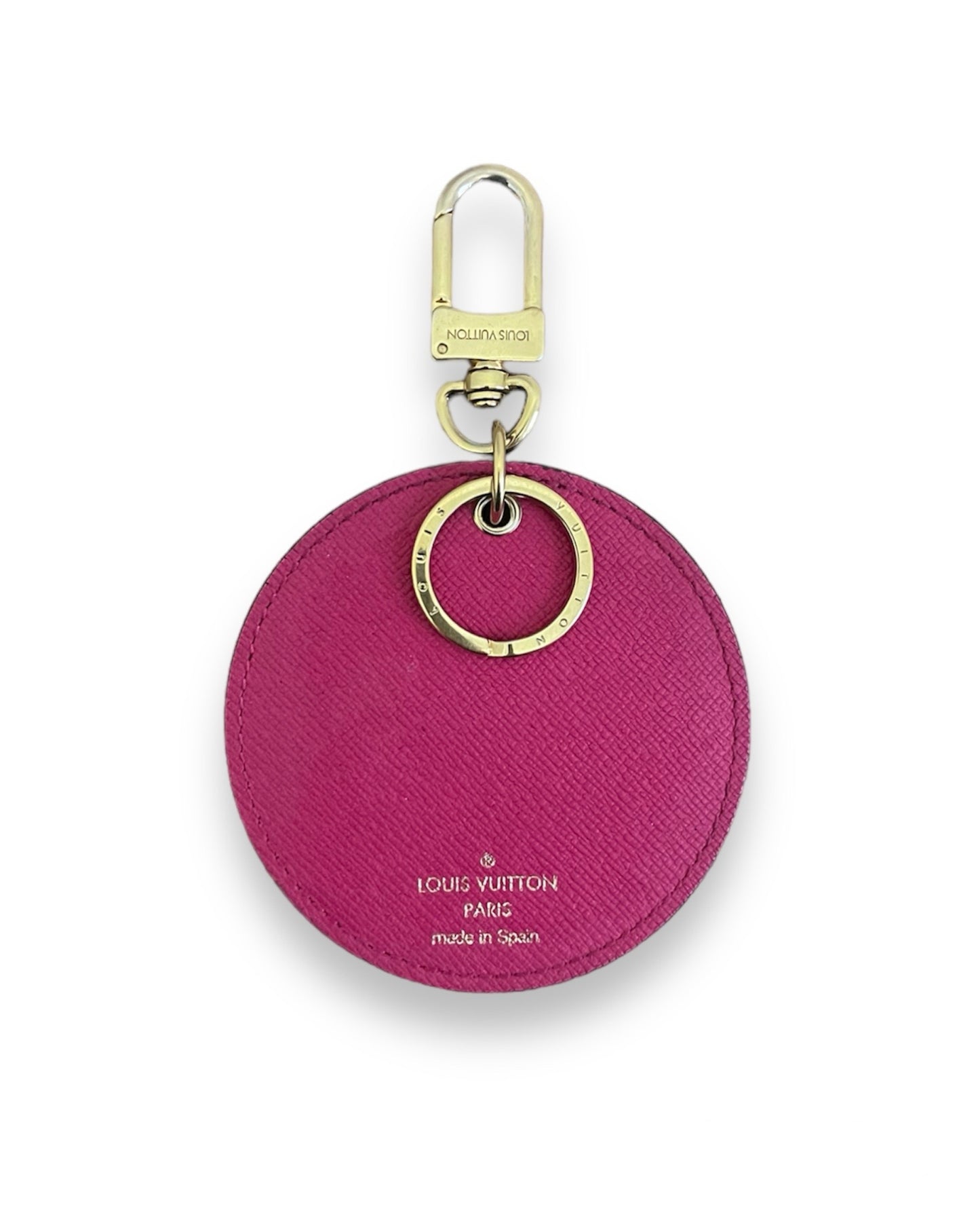 Porte-clés et bijou de sac en monogram LV réversible rose.