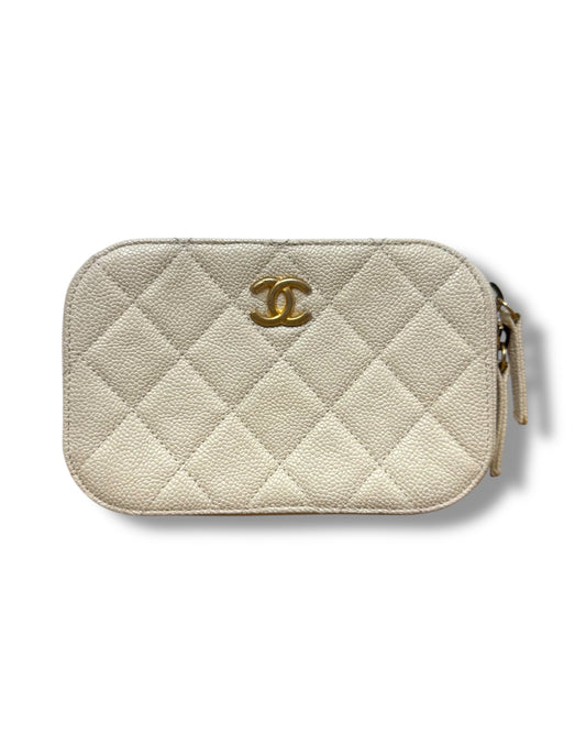 Sac Chanel banane en cuir crème