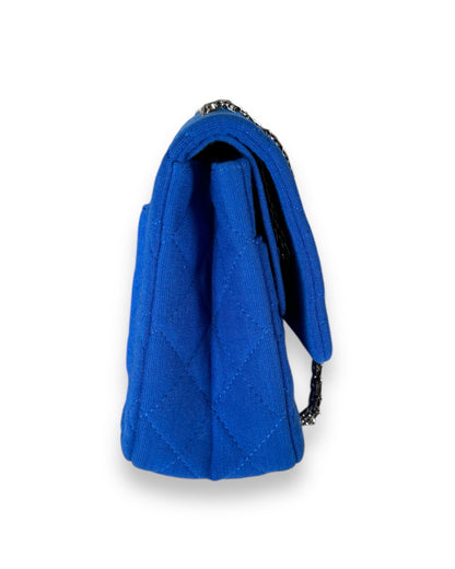 Sac Chanel 2.55 en jersey bleu