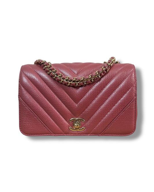 Sac Chanel Timeless chevron en cuir rose