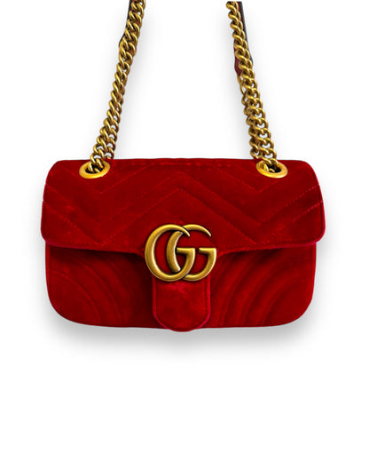 Sac Gucci GG Marmont en velours rouge