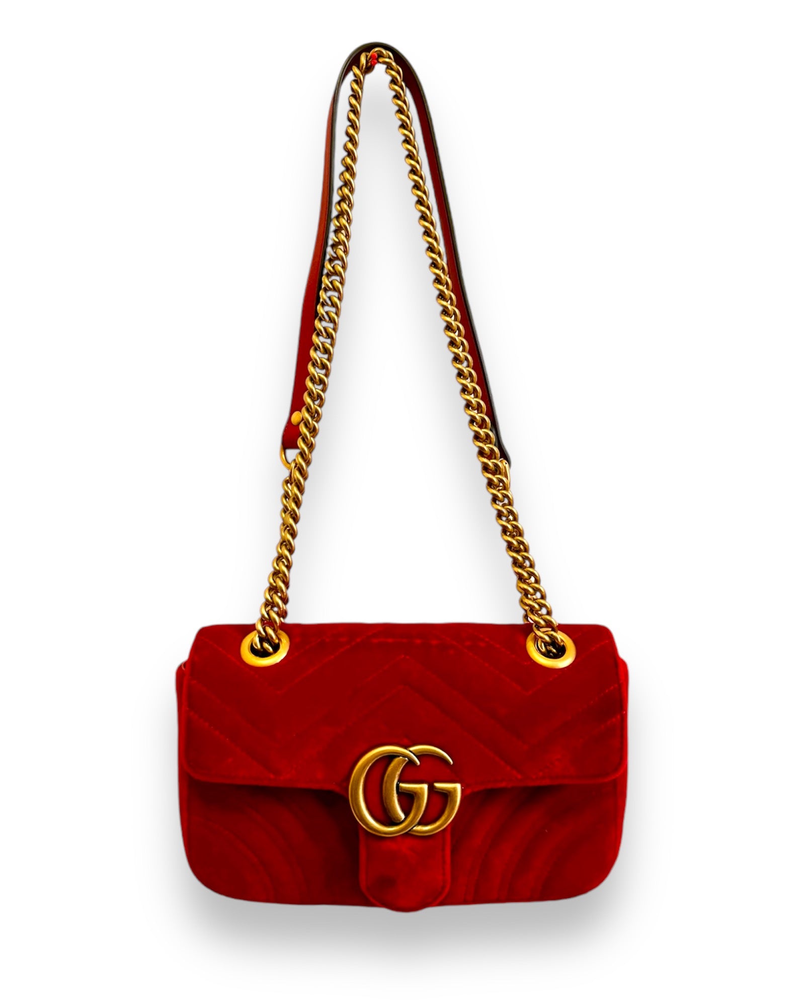 Sac Gucci GG Marmont en velours rouge