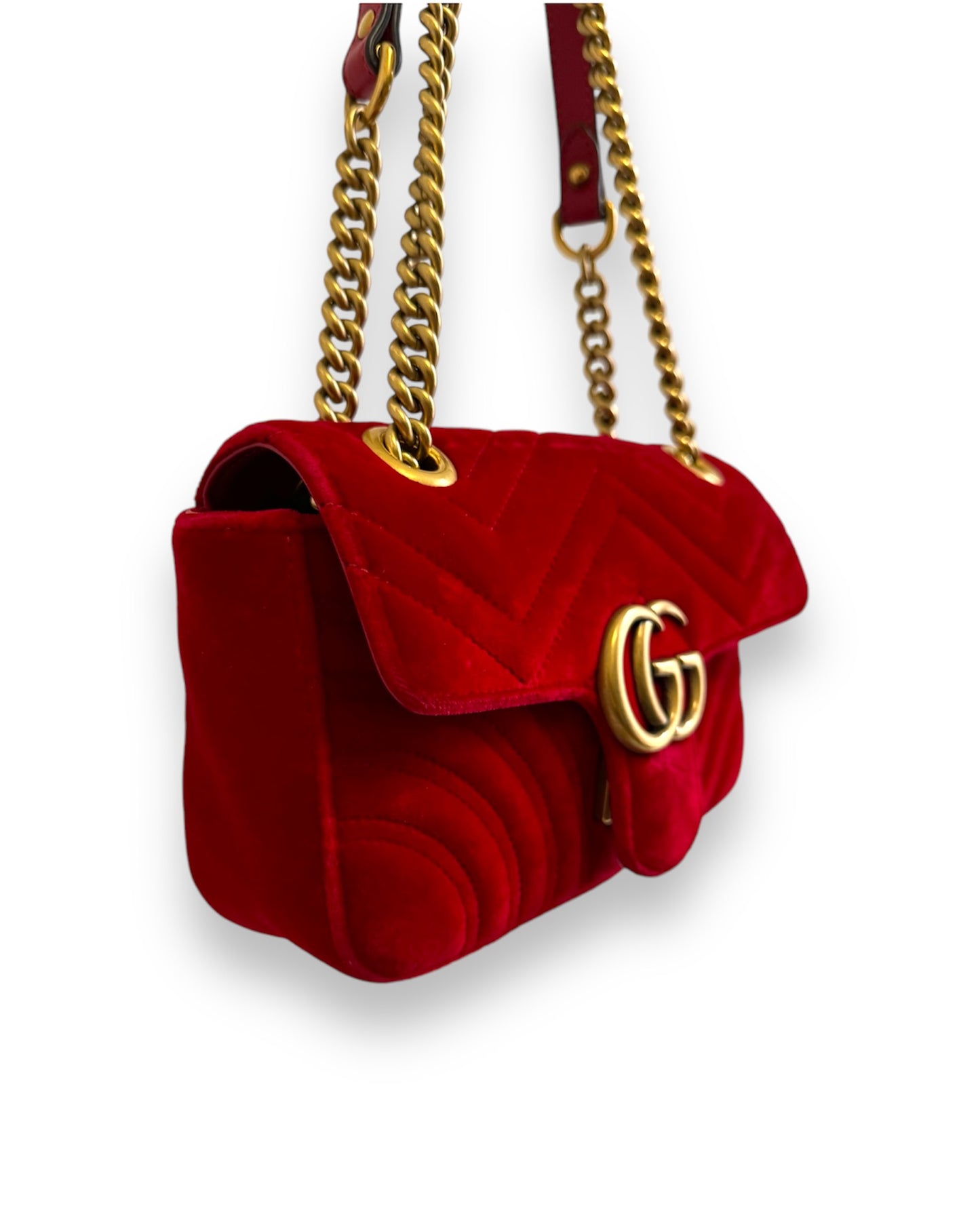 Sac Gucci GG Marmont en velours rouge