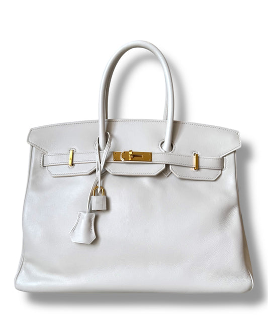Sac Hermès Birkin 35 cuir lisse blanc