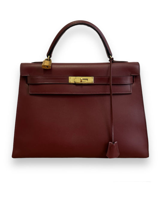 Sac Hermès Kelly box 32 bordeaux