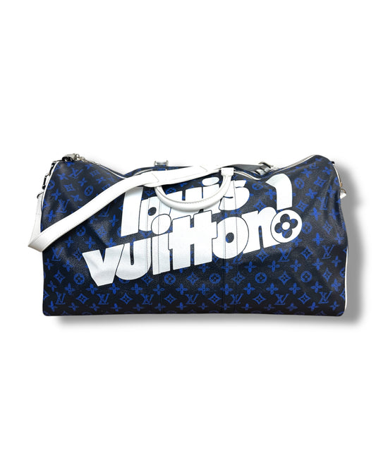 Sac Louis Vuitton Keepall 55 monogram bleu
