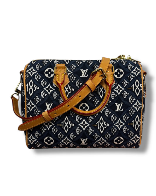 Sac Louis Vuitton Speedy 25 jacquard denim bleu