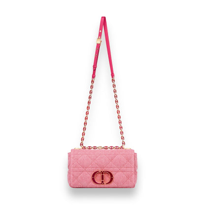 Sac Dior Caro medium denim rose