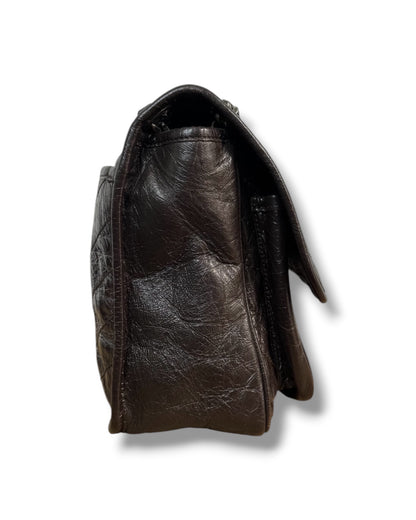 Sac Saint Laurent Niki medium cuir froissé marron