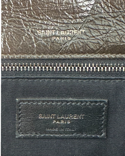 Sac Saint Laurent Niki medium cuir froissé marron