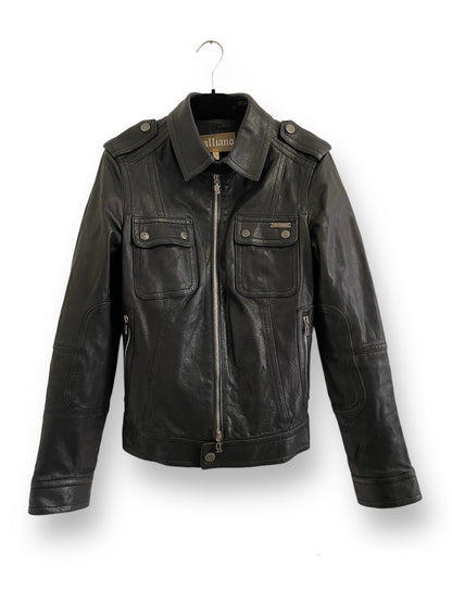 Veste Galliano en cuir noir