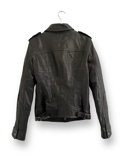 Veste Galliano en cuir noir