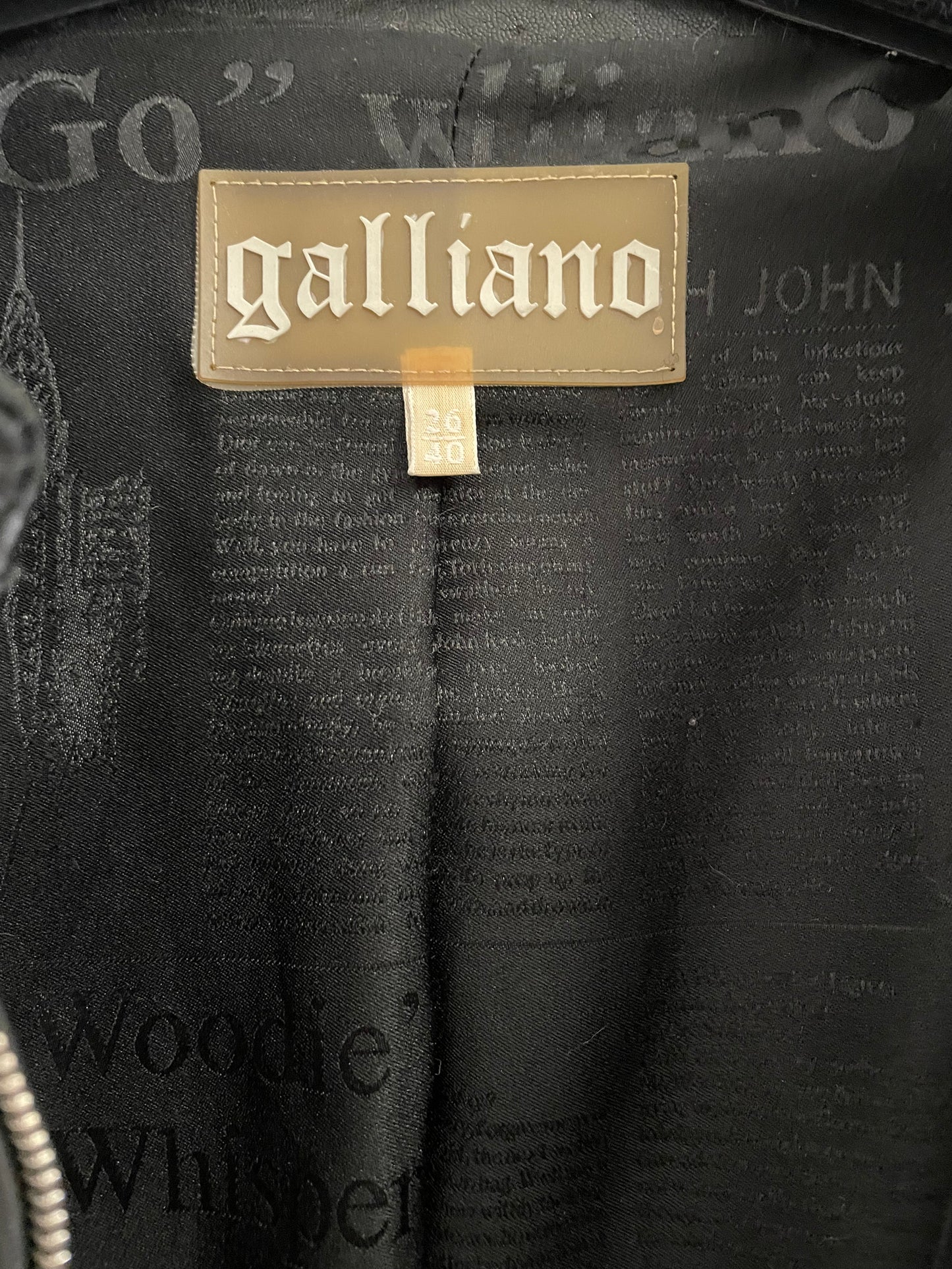 Veste Galliano en cuir noir