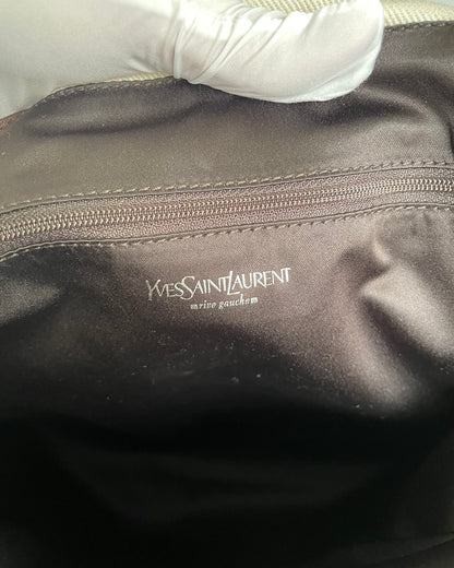Totebag Yves Saint Laurent vintage en toile et cuir de chèvre.
