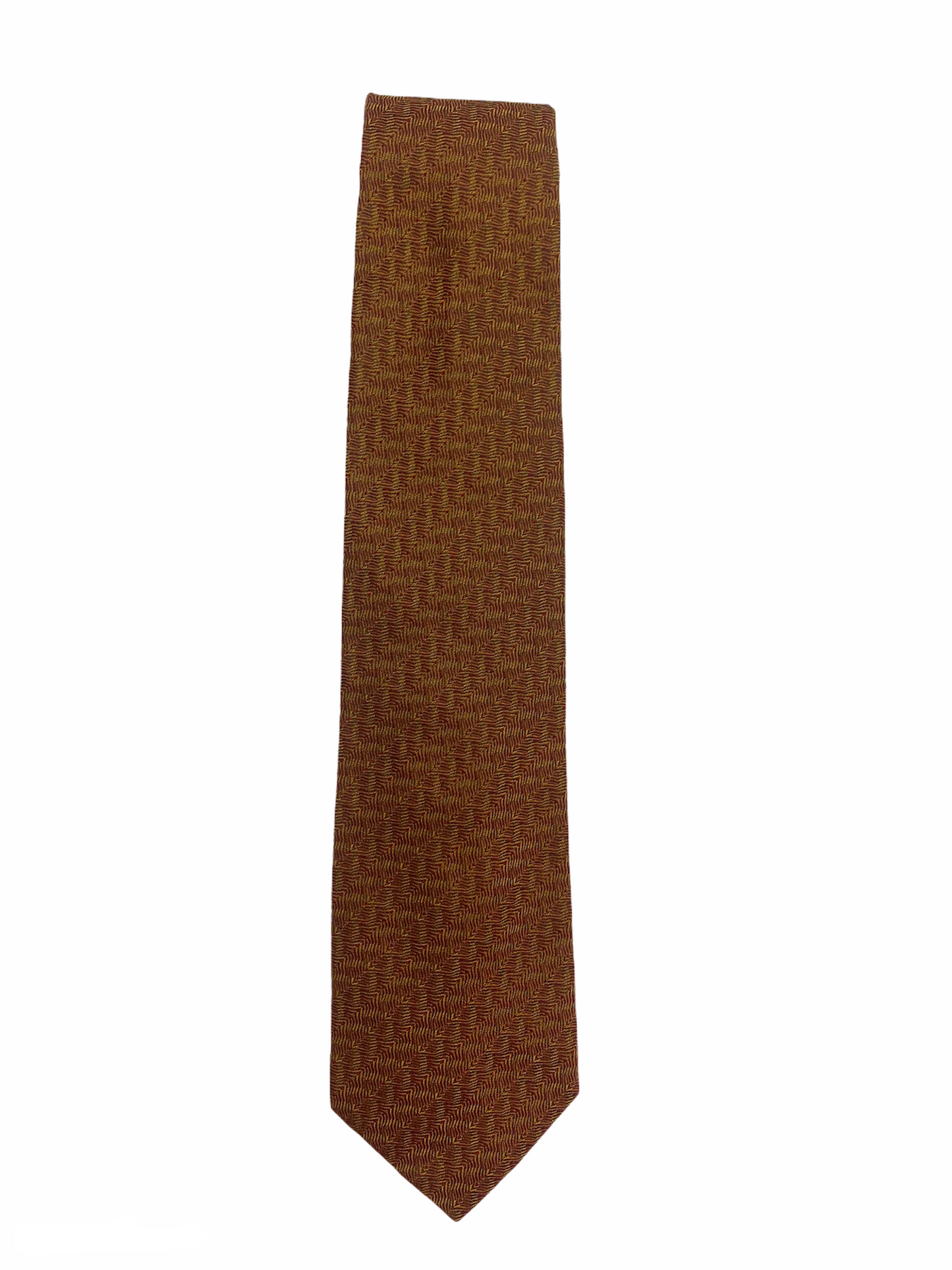 Cravate PIERRE CARDIN marron/cuivre, fait à la main, en soie 100%.