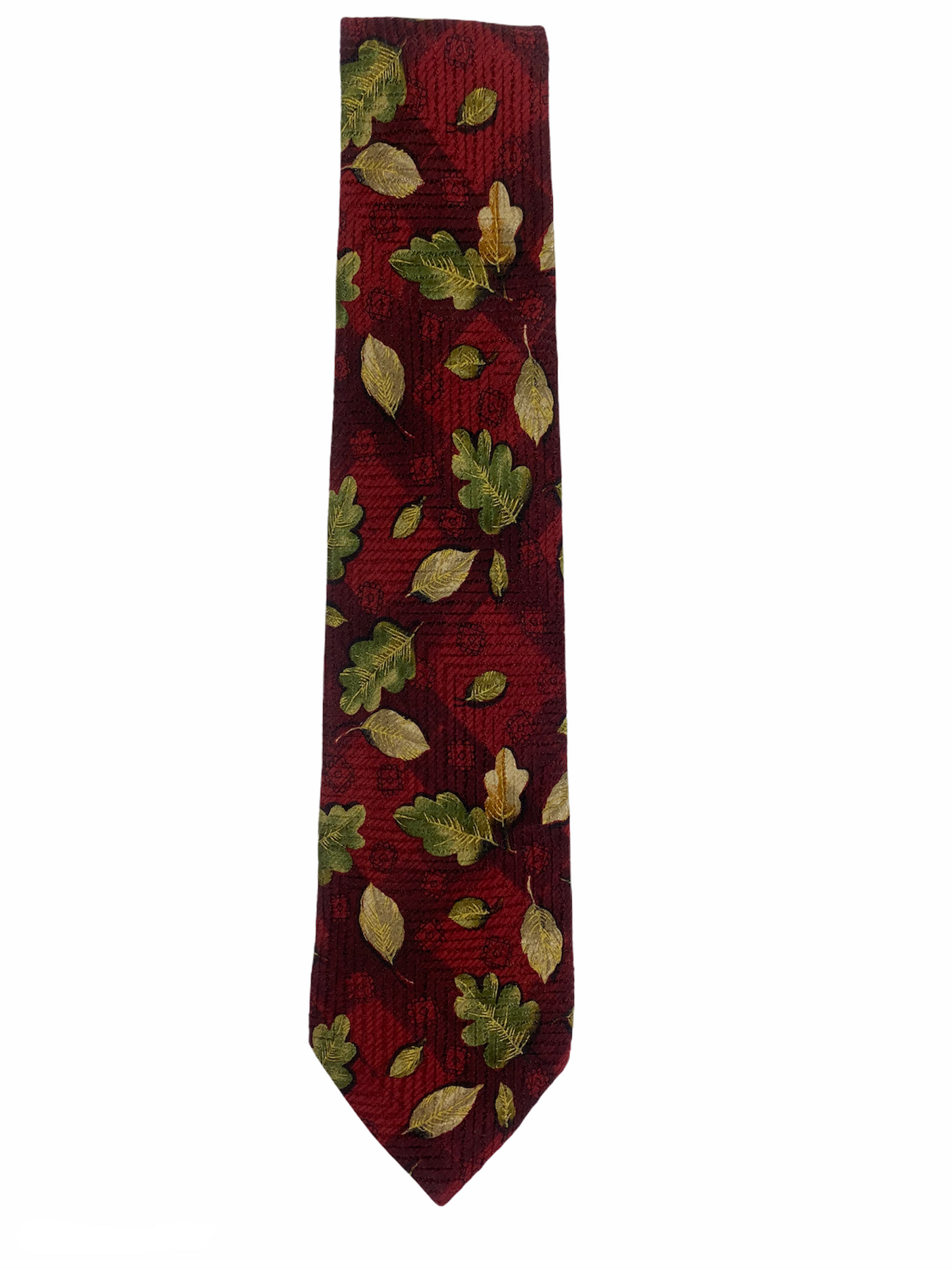 Cravate LORIS AZZARO fleuri, 100% soie de couleur dominante bordeaux/rouge.