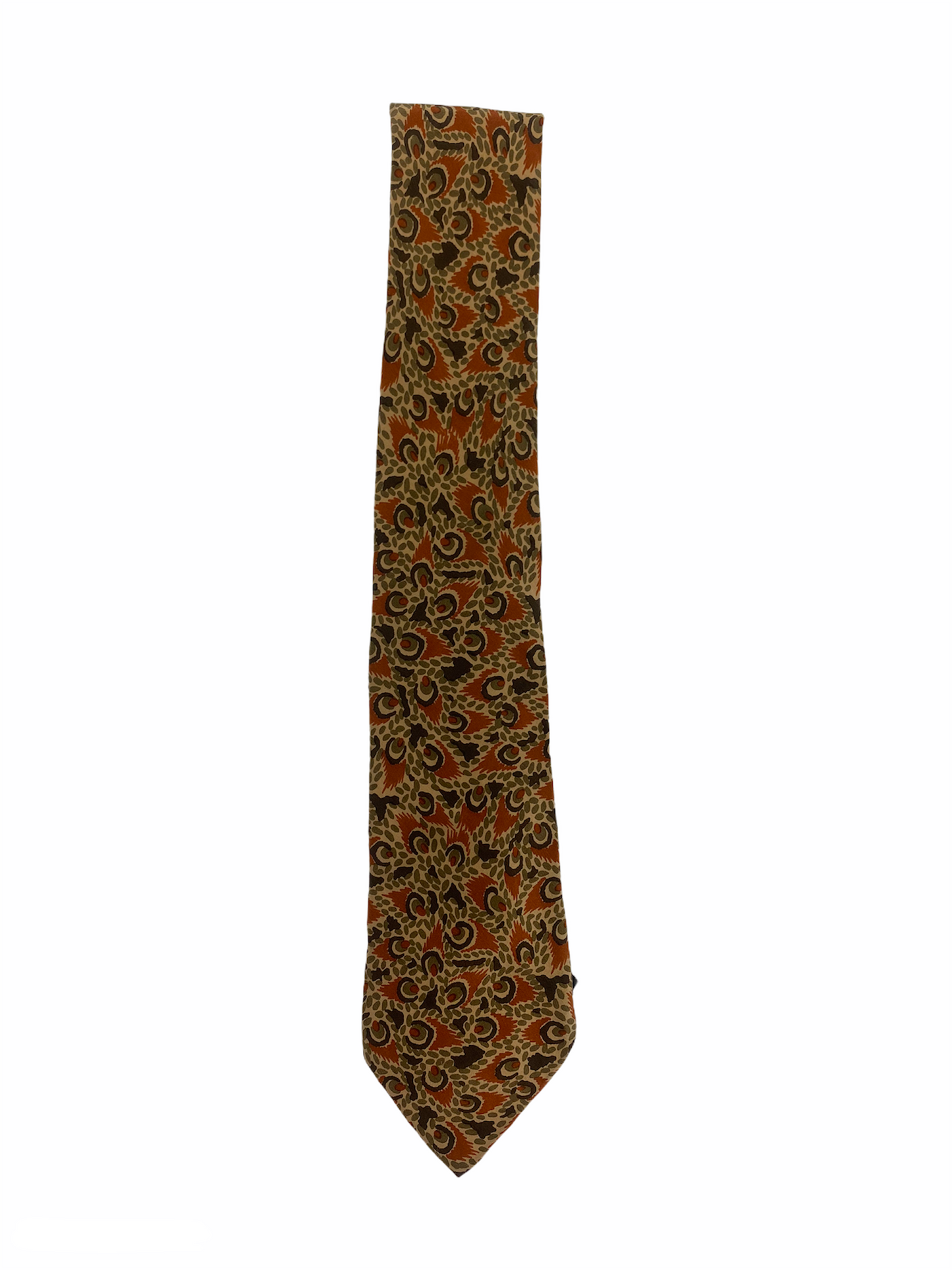 Cravate Dior en soie 100% au motif fleuri et à la couleur dominante marron.