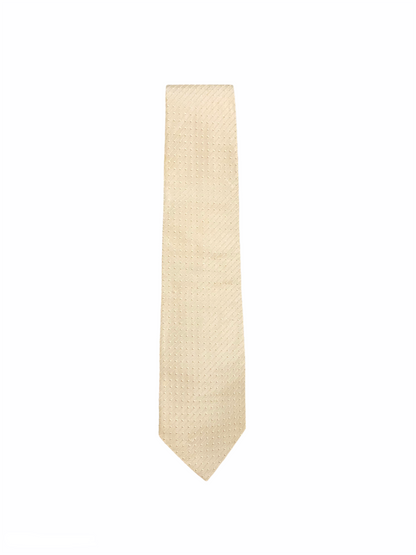 Cravate Hugo Boss blanc cassé/écrue, en soie, Made in Italy, motif en relief à pois ton sur ton. 