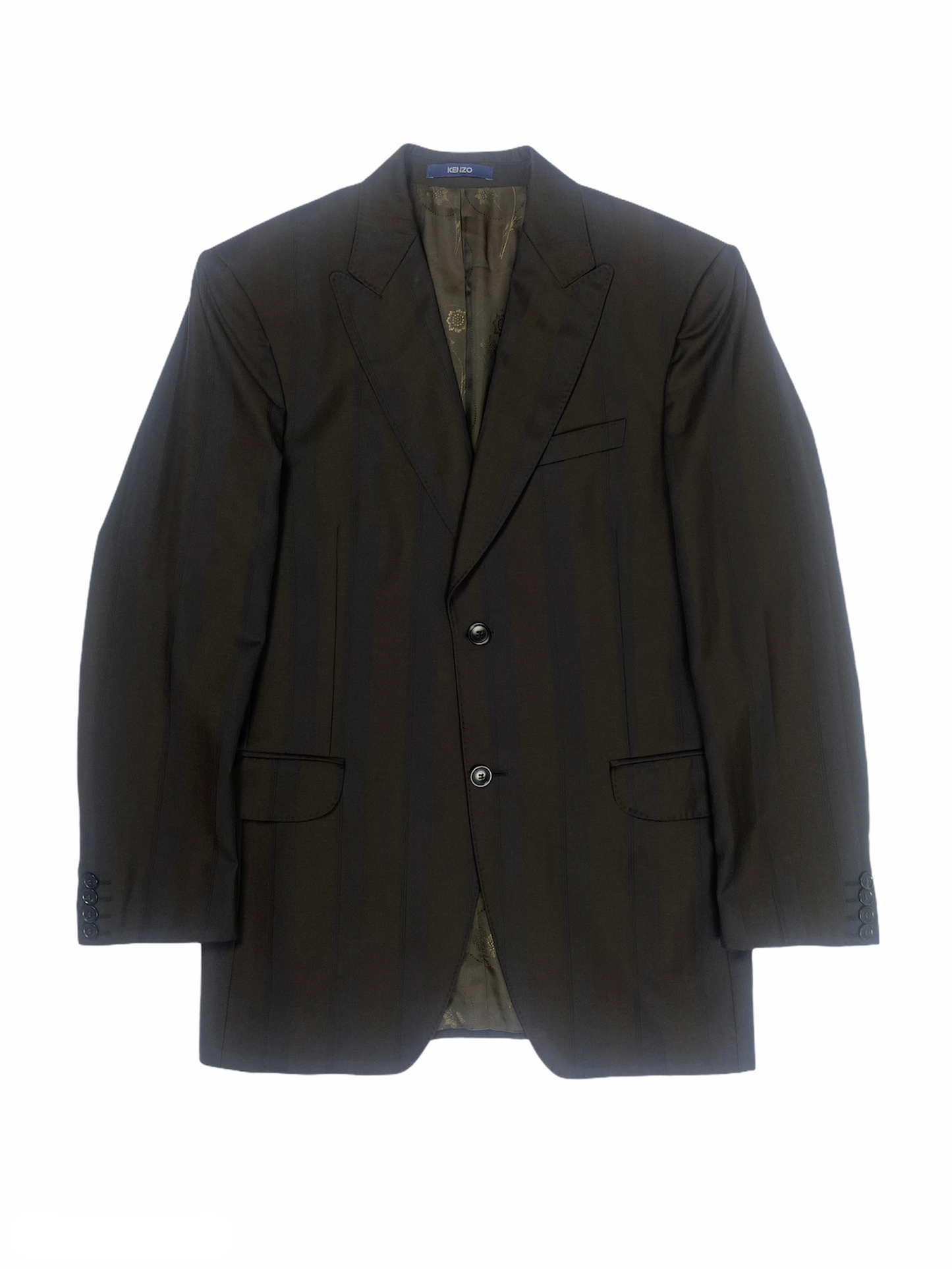 Veste de blazer KENZO marron rayée, taille 48.