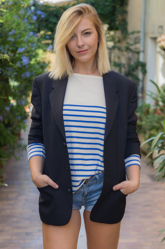 Veste de blazer YSL bleu marine.