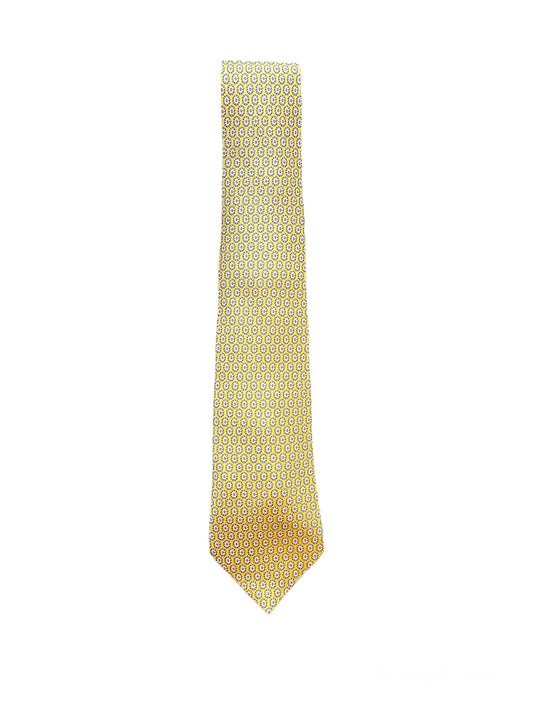 Cravate Hermès jaune en soie