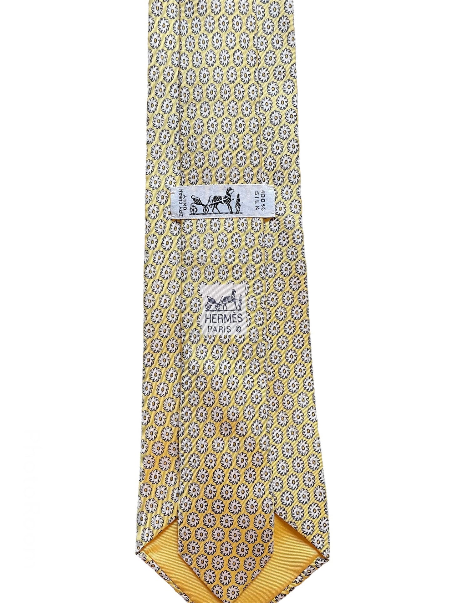 Cravate Hermès jaune en soie